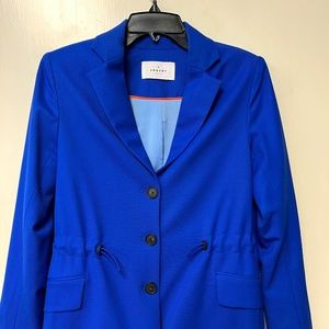Bold Azure Cinched Waist Blazer